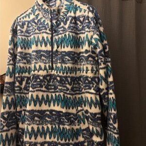 Billabong Teal and Navy Patterned Fleece